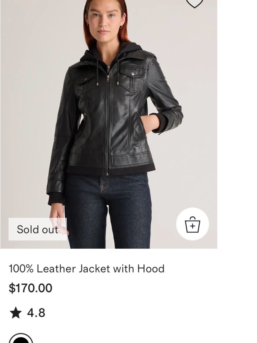Quince Black Leather Hooded Jacket